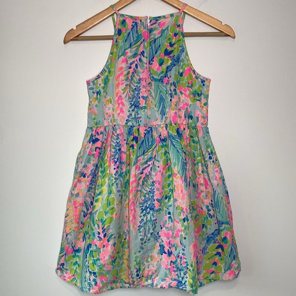 Lilly Pulitzer Elize Fit And Flare Dress Wave Floral Girls Size 12 - Picture 3 of 8
